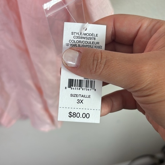 NWT Lord & Taylor Woman 100% Linen Button Down Tunic Shirt Bell Sleeves size 3X - Picture 4 of 10